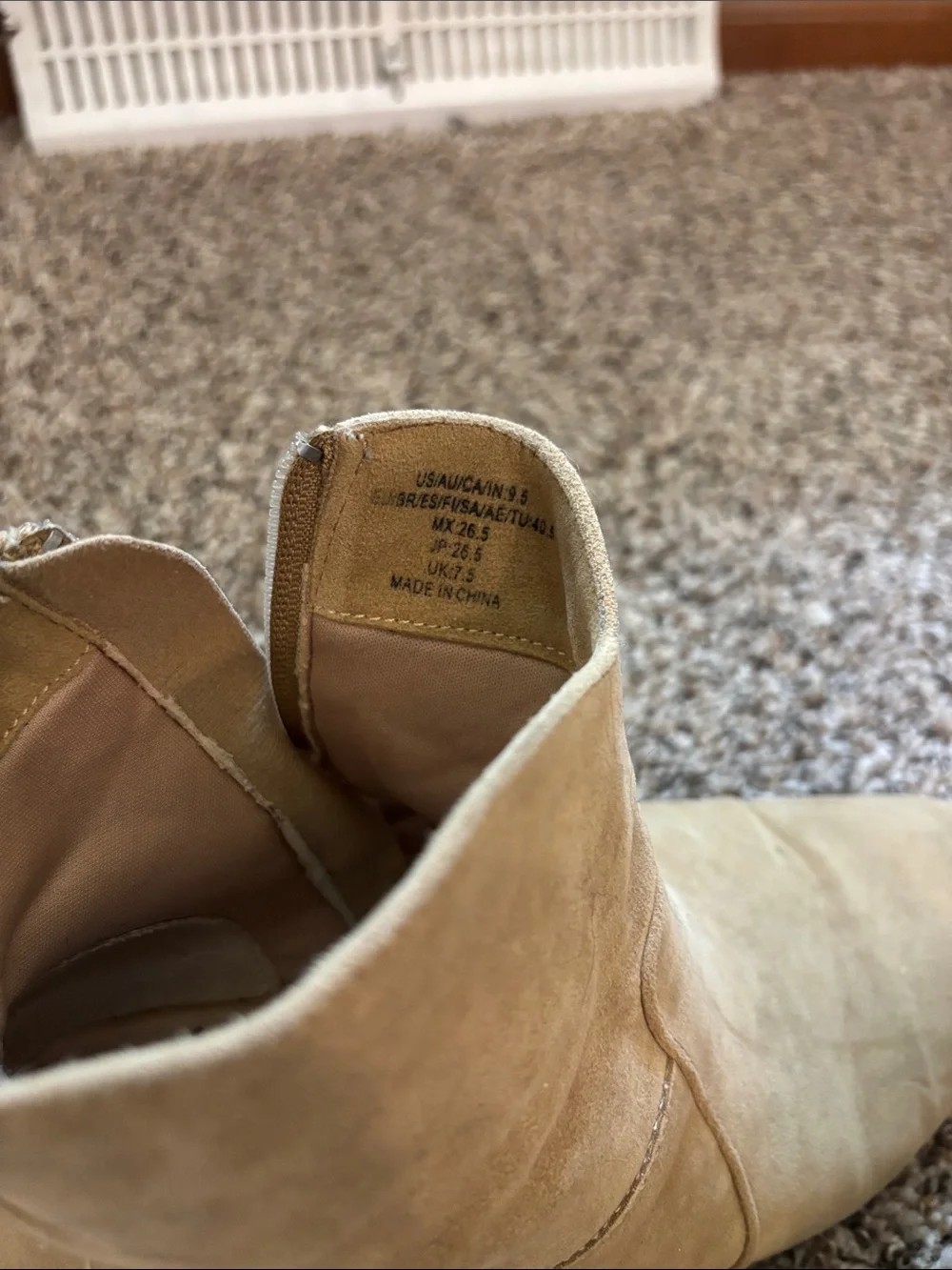 Amazon Essentials Tan Suede Ankle Booties with Low Block Heel
